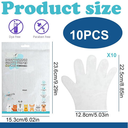 SSuirk 10 Count Pet Cleaning Gloves – No Rinse Grooming Wipes for Dogs & Cats – Cleaning Gloves for Fur, Face, Ears, Paws, and Eyes – Deodorizing, Waterless Pet Bath Wipes for Easy Grooming and Care