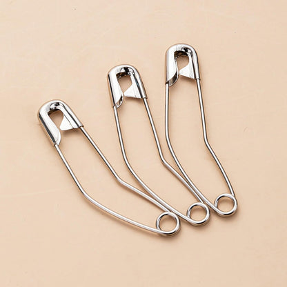Generic Stainless Steel Curved Safety Pins for Quilting, Safety Pins Bulk Metal Silver Sewing Pins Clothing Clips Tool Decorative Safety pins (2.2inch-100pcs)