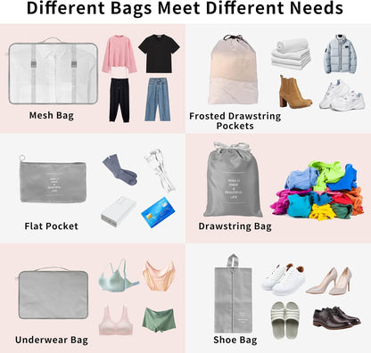9 Set of Waterproof Packing Cube, Space-Saving Suitcases, Separators for Travel, Travel Organizer, Clothing Underwear Footwear Organizers Sacks Storage Suitcase Set