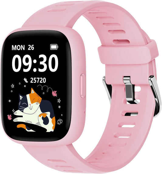 BIGGERFIVE Smart Watch for Kids, 1.8" Fitness Tracker Watch Pedometer, Heart Rate, IP68 Waterproof, Sleep Monitor, Calorie Step Counter, 5 Puzzle Games with/Without APP for Girls Teens 5-16