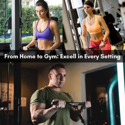 EVMT Ultimate Gym Accessories: 27" Tricep Rope, 40" & 15" Pulldown Bars - Comprehensive Home Gym Equipment Set, Durable Lat Pulldown and Tricep Attachments