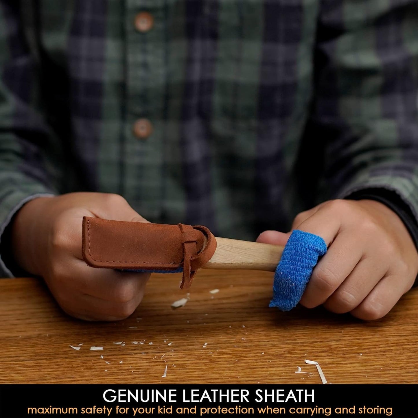 BeaverCraft Whittling Knife for Kids, Beginners - Safety Wood Carving Knife C1 Kid - Whittling Knives with Rounded Tip for Children, Entry-Level Carvers - Wood Carving Tools for Beginners, Boy Scout