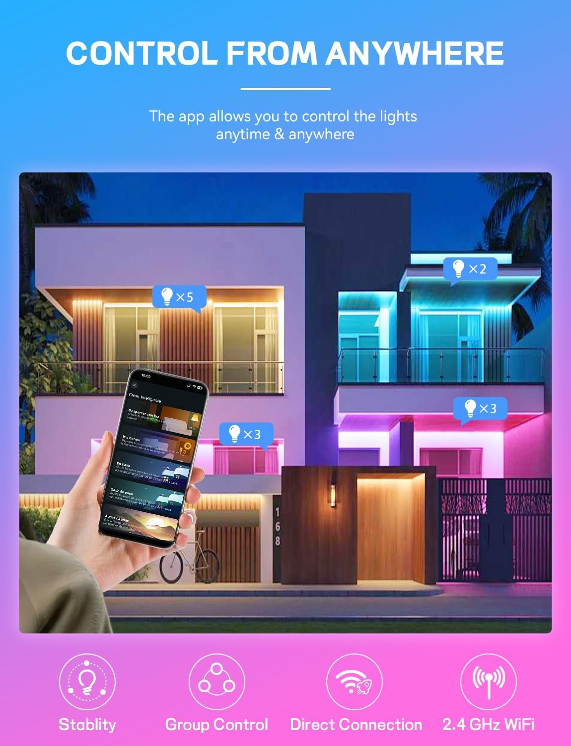 Vanance Smart Light Bulbs 6Pack, WiFi Led Light Bulbs Compatible with Alexa Google Home, Color Changing Light, E27 A19 10W 800LM Dimmable Warm and Multicolor Smart Home Lighting, No Hub Required