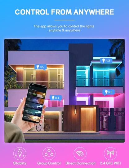 Vanance Smart Light Bulbs 4Pack, Work with Alexa Google Home, WiFi & Bluetooth Color Changing Led Light Bulbs, E27 A19 10W 800LM Dimmable Warm and Multicolor Smart Home Lighting, No Hub Required