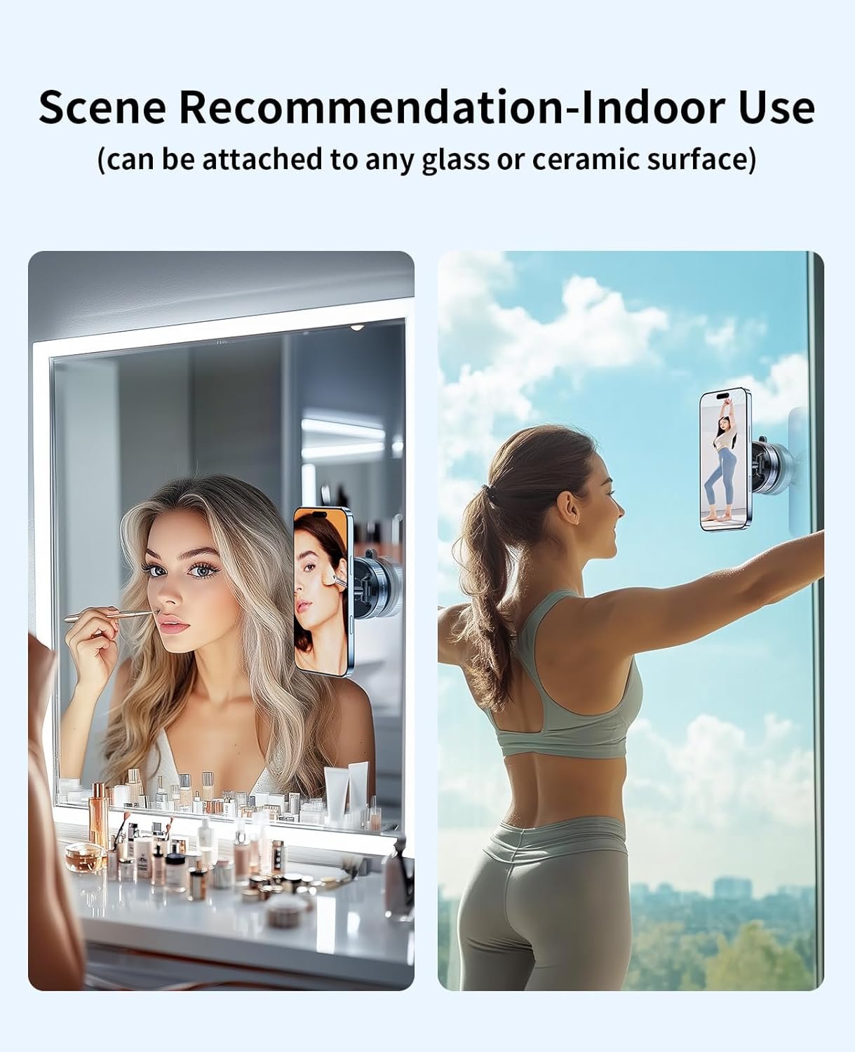 Vacuum Magnetic Phone Holder for Car,Suction Cup Phone Mount,Foldable Vacuum Magnetic Phones Stand,Magnet Car Mount for All Smartphones & All Vehicle & Gym/Bathroom Mirror
