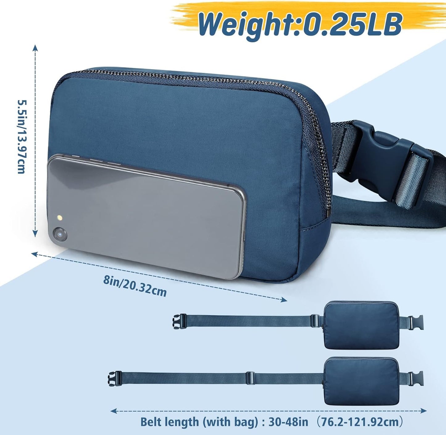 ZOMAKE Fanny Pack, Slim Belt Bag Water Resistant Waist for Travel Hiking Running Cycling Outdoor Sports
