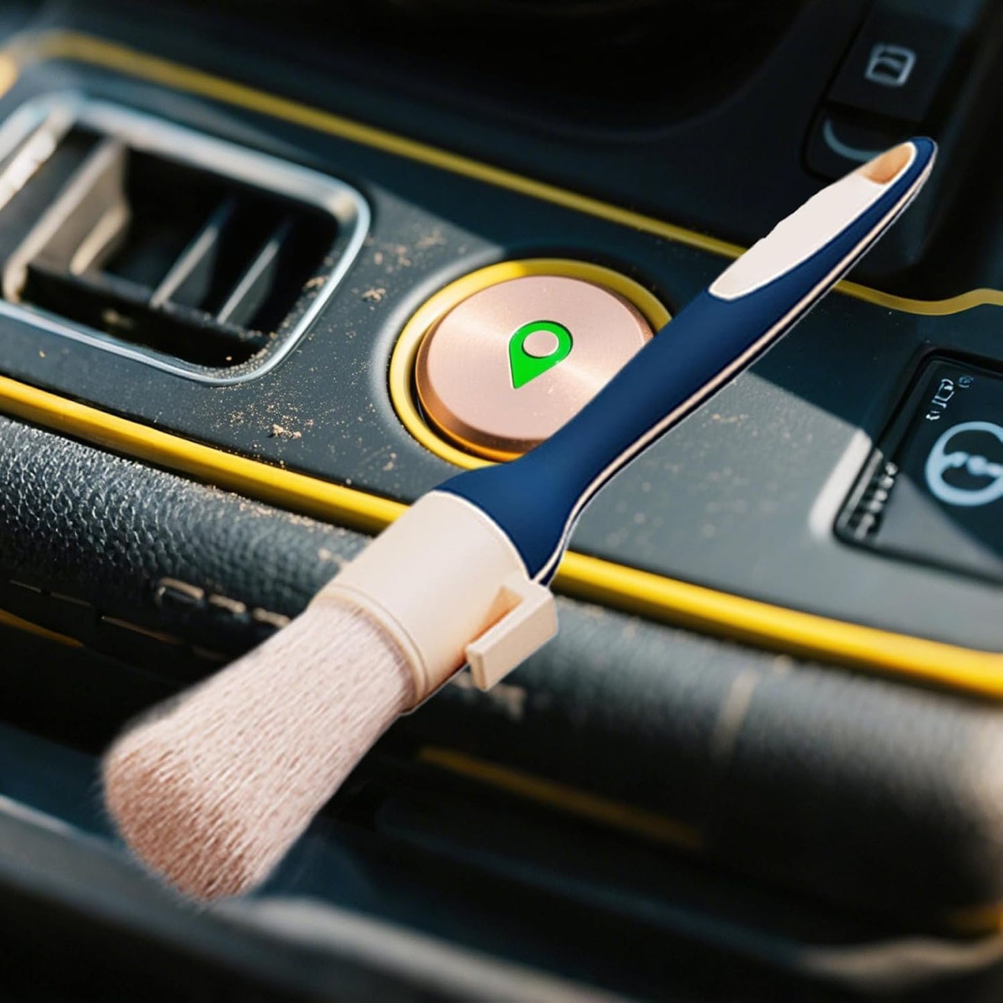 Car Detailing Brush, Automotive Dust Removal Tool, 360° Rotating Non-Scratch Bristles, Vehicle Detailing Supplies for Upholstery Care, Vent Cleaning, 8.6 x 1.4 x 1.4 inches