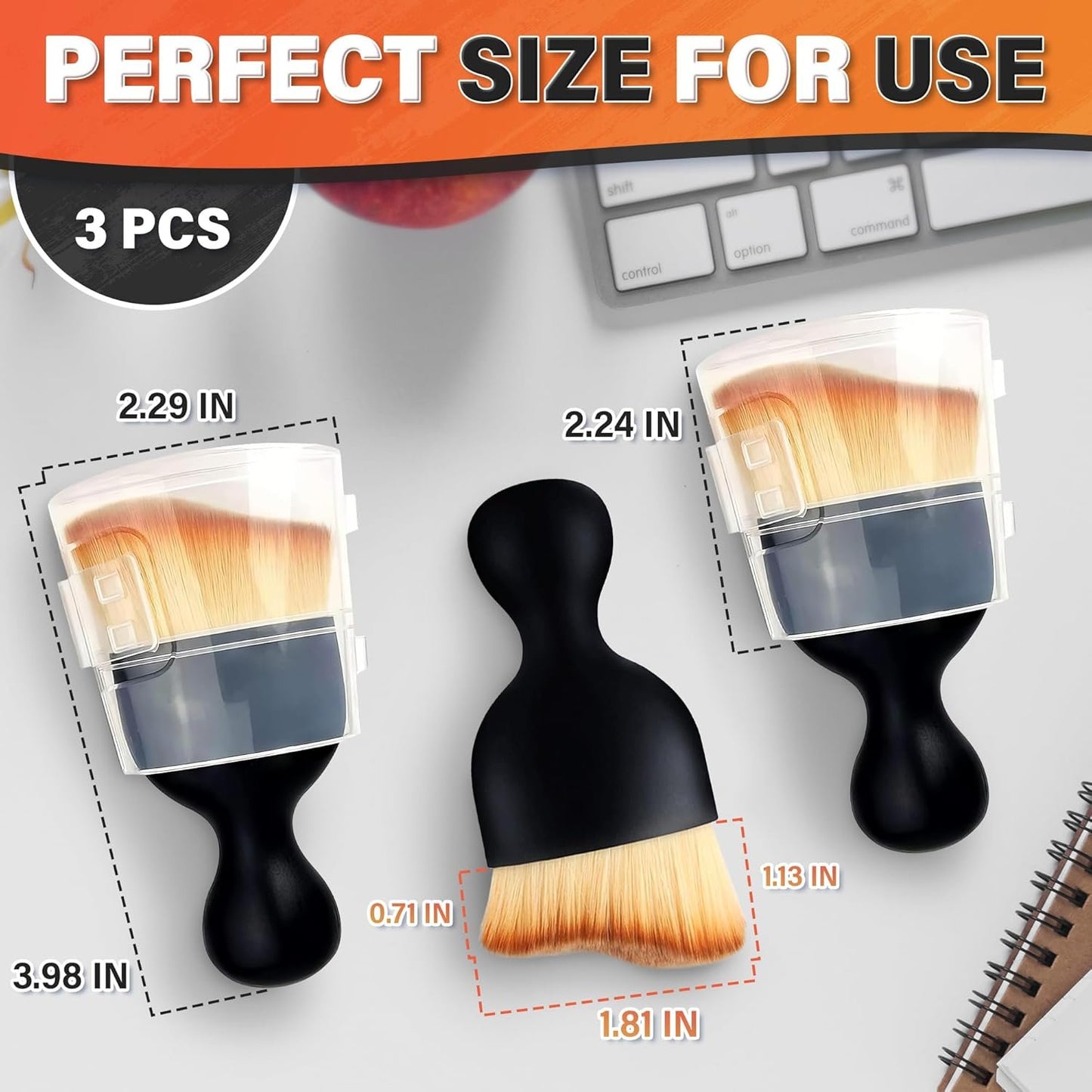 3 Pcs Car Detailing Brush Set – Cleaning Brush Interior Kit with Soft Bristles | Detail Brushes with Transparent Cases, Sturdy Plastic Handle – Waterproof Auto Detailing Brushes for Versatile Use