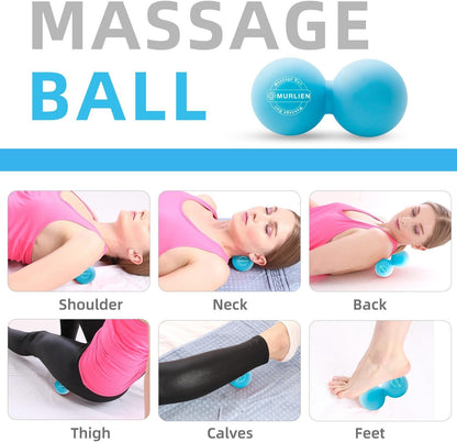 MURLIEN Peanut Massage Ball, Double Lacrosse Massage Ball, Mobility Ball for Physical Therapy, Deep Tissue Massage Tool for Myofascial Release, Muscle Relief, Acupoint Massager - Blue