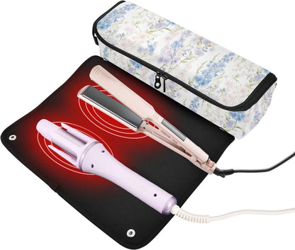 Organizzatore 2 in 1 per strumenti per capelli, con tappetino rimovibile resistente al calore, custodia da viaggio a doppio strato per utensili caldi e accessori per la cura dei capelli, borsa da