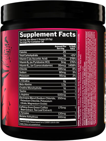 Rule1 R1 Roar Ferocious Pre-Workout Powder 315 g, Fruit Punch (30 Servings)