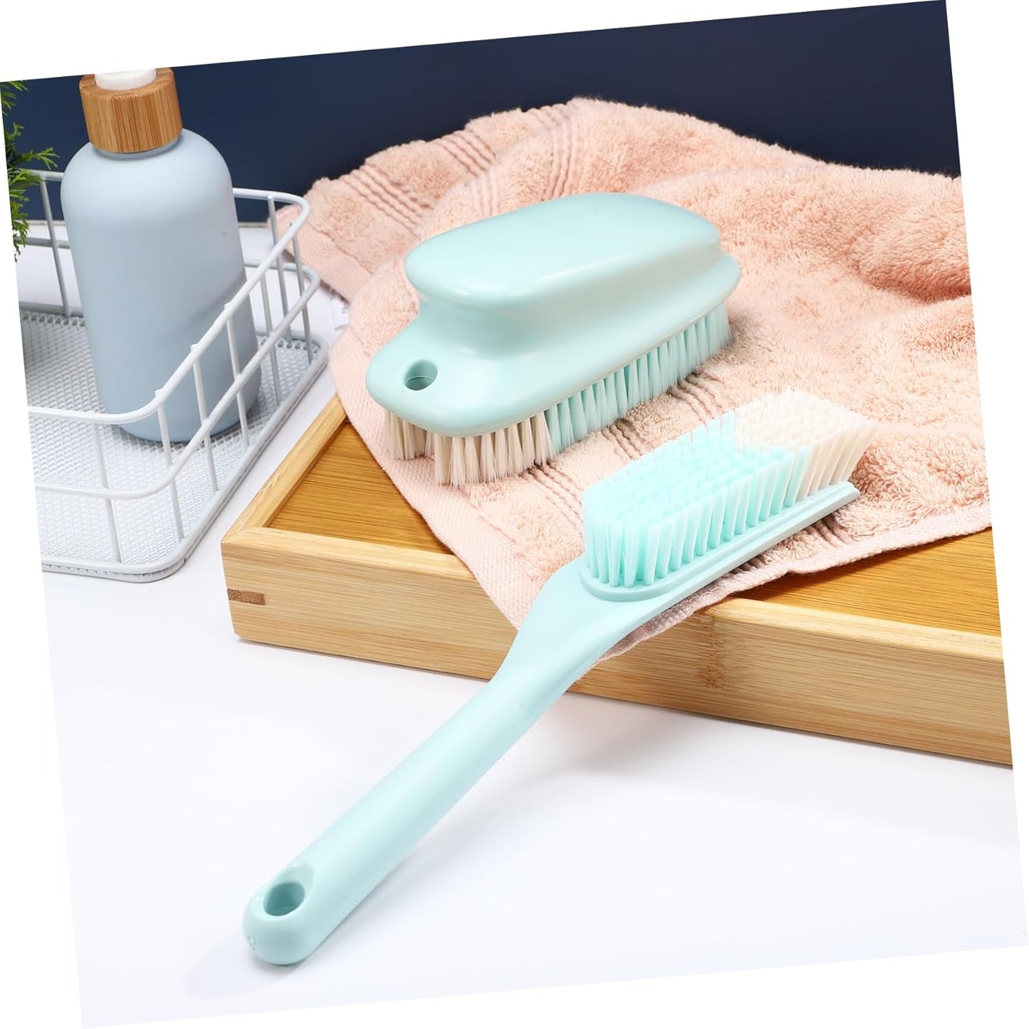 Baluue 1 Set Multipurpose Laundry Cleaning Brush Ergonomic Long Handle Shoe Scrub Brush Durable for Shoes Upholstery Carpets Essential Household Scrubbing Tool