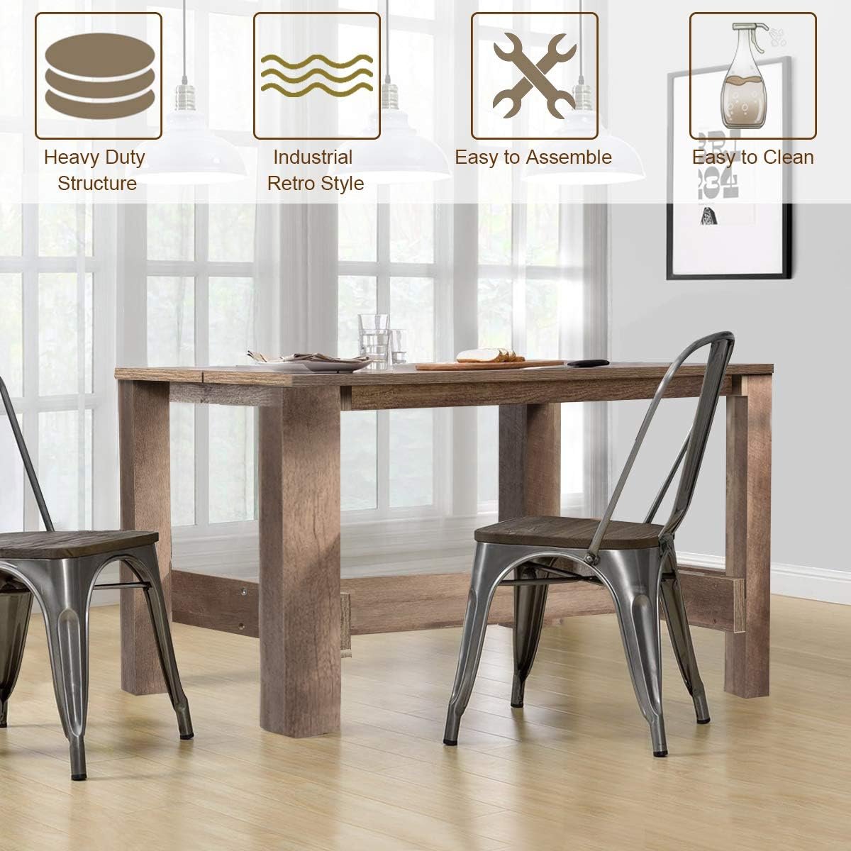 Giantex Counter Height Dining Table, 55”L x25.5”W x35.5”H Rectangular Counter Table, Multifunctional Table for Dining Room, Kitchen, Bar, Pub, Bistro