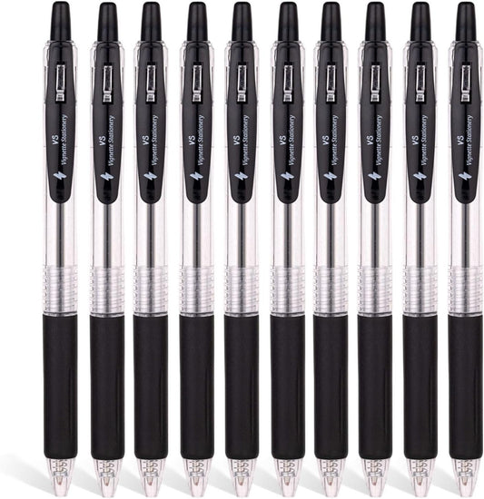 10x Retractable 1.0mm Ballpoint Pens Extra Smooth Quick Dry Ink Oil Base Waterproof Non Bleeding Back To School Office Student Art Sketching Writing Note Exam Pens Value Pack (10x Black)
