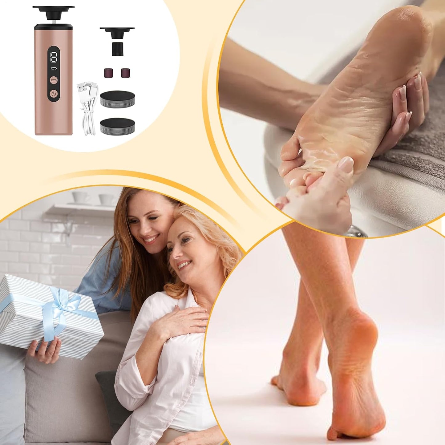 Electric Foot Filer, Callus Remover Pedicure Tool, Rechargeable Foot Scraper with 9 Adjustable Speeds, Personal Care, Ideal for Removing Dead Skin, 5.35x1.61x1.61 inches