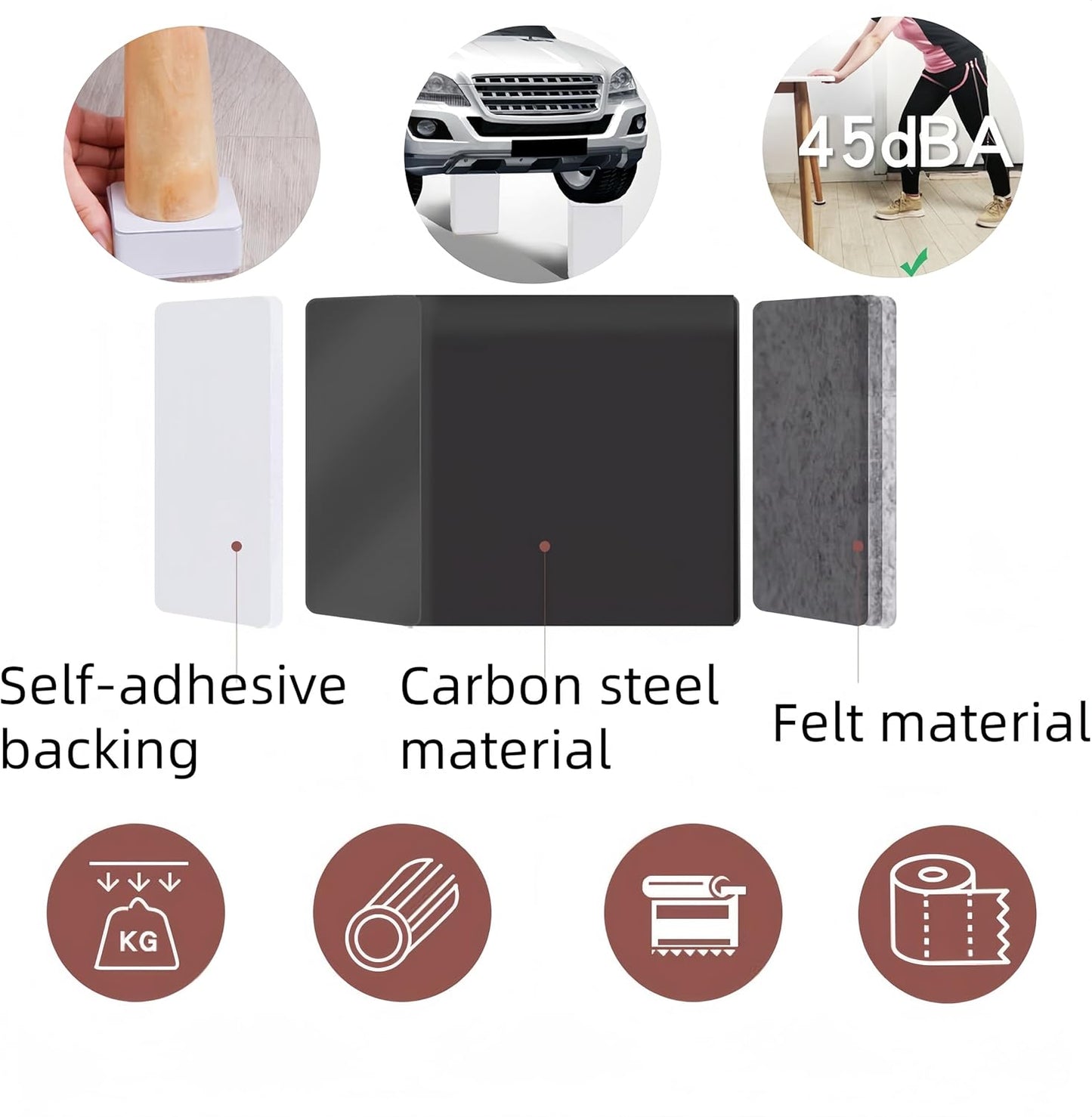 HJYDGJ 8 Pcs Self Adhesive Furniture Raised Bed Riser Rubber Feet Vibration Shock Absorber Bed Height Adjustable Furniture Riser