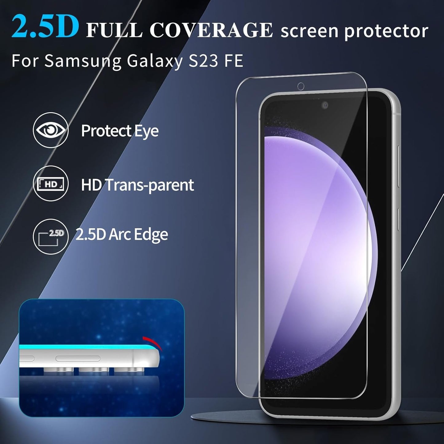 GOZOPO [3+2 Pack] Tempered Glass Screen Protector for Samsung Galaxy S23 FE, [Scratch Resistant] [Bubble Free]