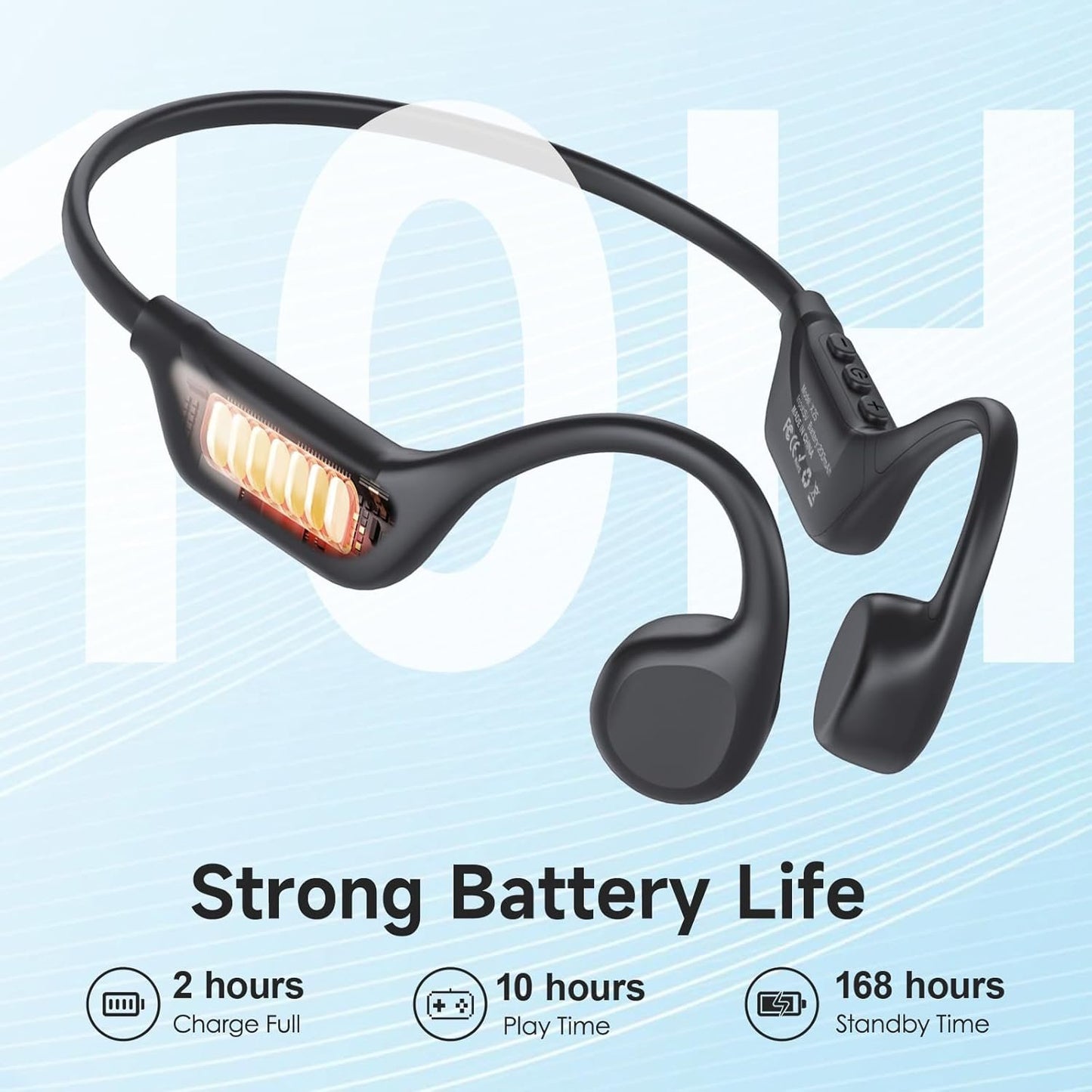 IFECCO Bone Conduction Headphones Bluetooth 5.4 - IPX5 Waterproof Bone Conduction Earbuds with Mic,Open Ear Wireless Sport Headphones for Cycling Running Hiking Bicycle