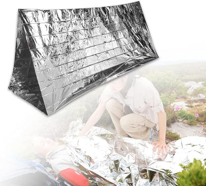 5PCS Outdoor Emergency Shelter Blanket Outdoor Reusable Emergency Blanket Survival Portable Tent for Outdoors, Hiking (Silver)