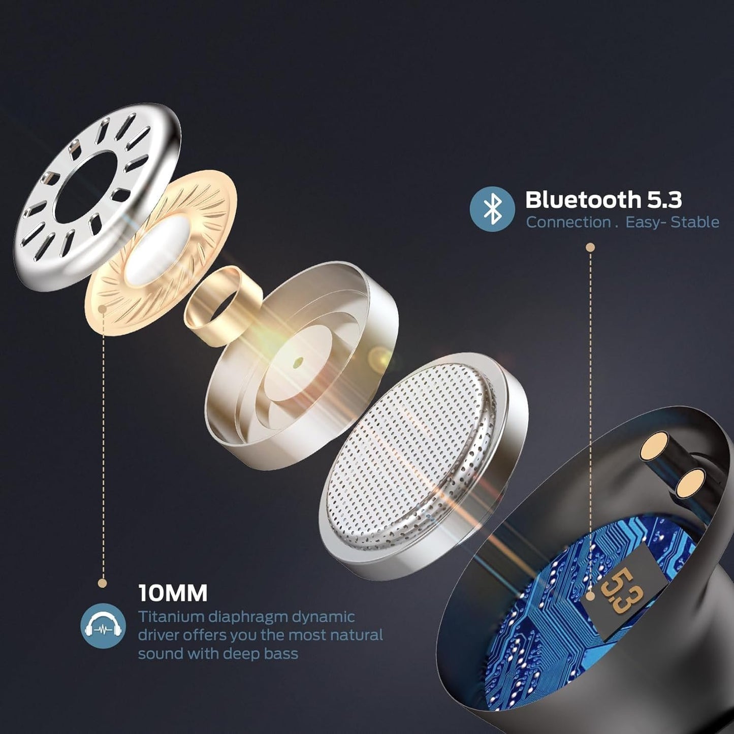 Monster Wireless Earbuds, Bluetooth 5.3 Headphones, Type-C Charging, HD Clear Call, Touch Control, IPX6 Waterproof, in-Ear Design, USB-C Fast Charging, 32H Playtime, Black