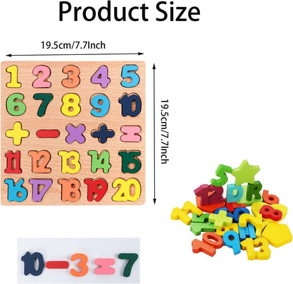 Montessori Wooden Puzzles for Kids, 3pcs Wood Alphabets Numbers and Shapes Preschool Learning Educational Puzzle Board Toys Birthday Gifts for Boys Girls Ages 3 4 5 6 Year Old