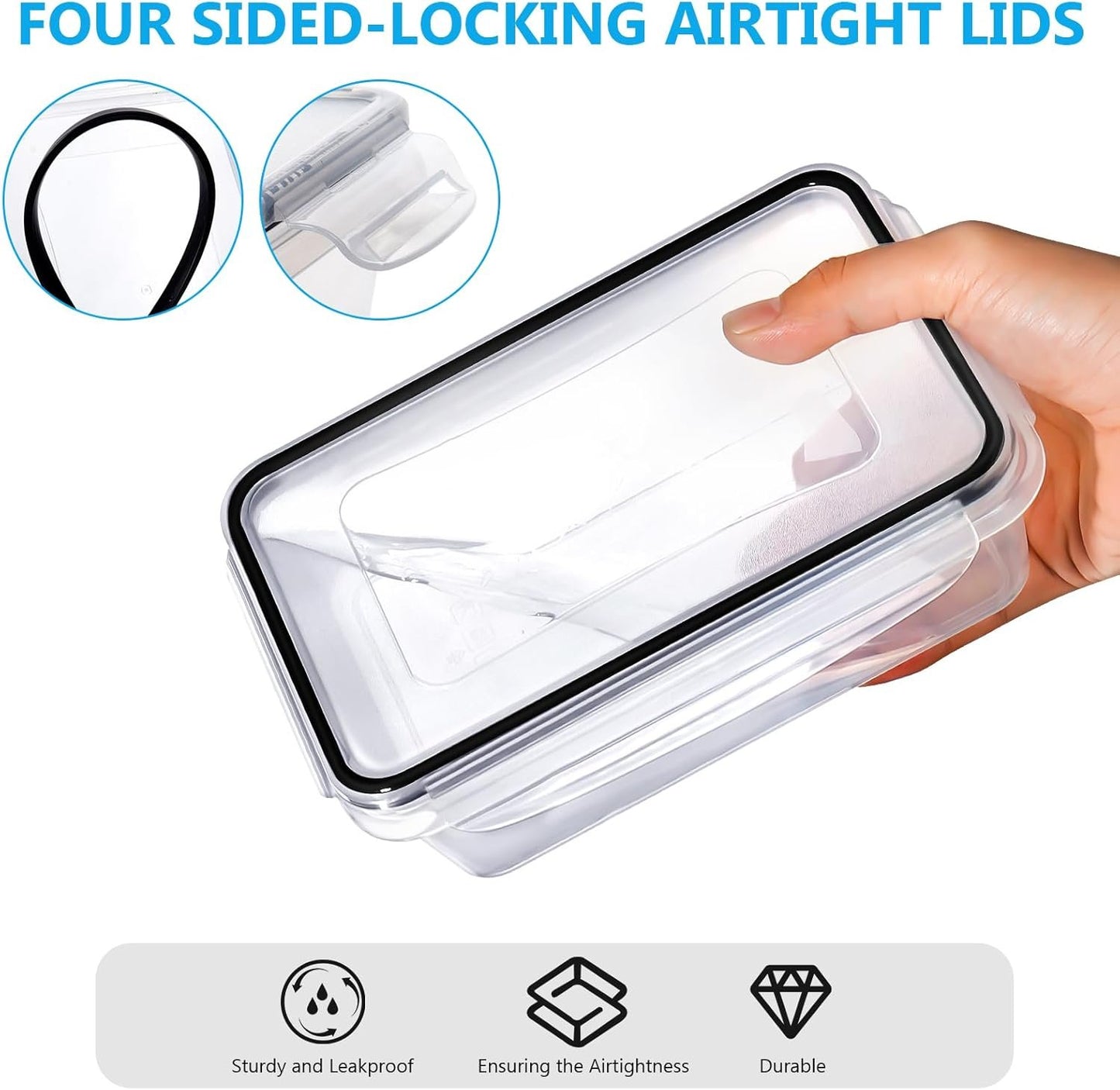 Feshory 10 Pack Meal Prep Containers & Bento Lunch Boxes with Leak Proof Lids - Food Storage Container, Freezer Containers, Fridge Organiser for Home & Kitchen Organisation