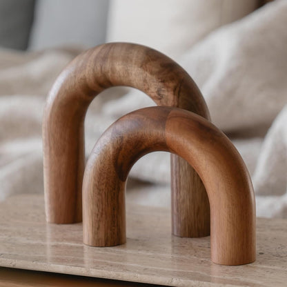 PEAKOLY Wood Arch Bookshelf - Modern Home Decor Accents for Coffee Table, Entryway, Living Room, Desk - Decorative Objects and Aesthetic Shelf Items