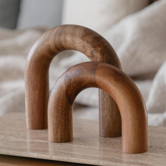 PEAKOLY Wood Arch Bookshelf - Modern Home Decor Accents for Coffee Table, Entryway, Living Room, Desk - Decorative Objects and Aesthetic Shelf Items