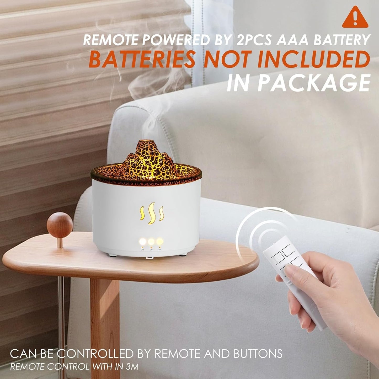 Simpeak Essential Oil Diffuser, 400ml Volcano Shape Ultrasonic Diffusers for Essential Oils, Cool Mist Humidifier with Remote Control, Aromatherapy Diffuser with Auto Shut-Off Function, White