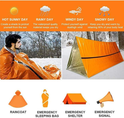 Kangmeile Emergency Survival Sleeping Bag - Survival Bivvy Bag, First Aid Rescue Blankets, Waterproof Emergency Blanket, Warm Tube Tent, Ultralight, Heat Repellent, Cold Protection, Rescue Tent for