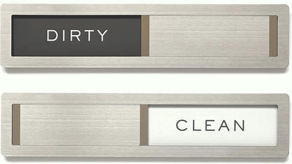 Dishwasher Magnet Clean Dirty Sign, Kubik Letters Premium Stainless Steel Grade 304, Kitchen Organizers and Storage Decor Accessories, Extra Adhesive Tapes Included.