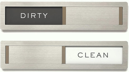 Dishwasher Magnet Clean Dirty Sign, Kubik Letters Premium Stainless Steel Grade 304, Kitchen Organizers and Storage Decor Accessories, Extra Adhesive Tapes Included.