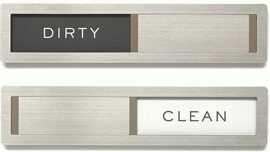Dishwasher Magnet Clean Dirty Sign, Kubik Letters Premium Stainless Steel Grade 304, Kitchen Organizers and Storage Decor Accessories, Extra Adhesive Tapes Included.