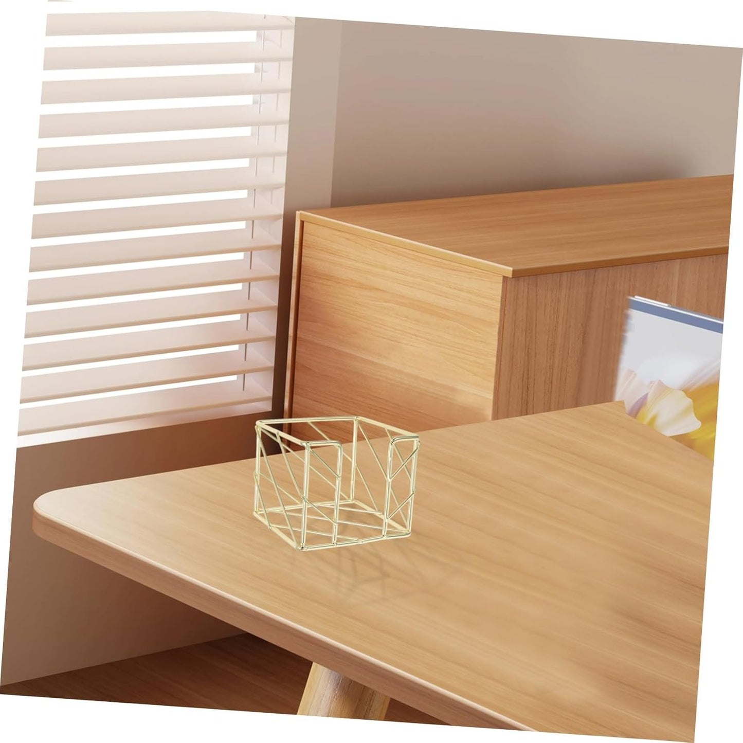 Angoily Gold Metal Desk Organizer for Memo and Elegant Hollow Design for Home Office Supplies Compact Pencil Holder for Efficient Workspace Organization