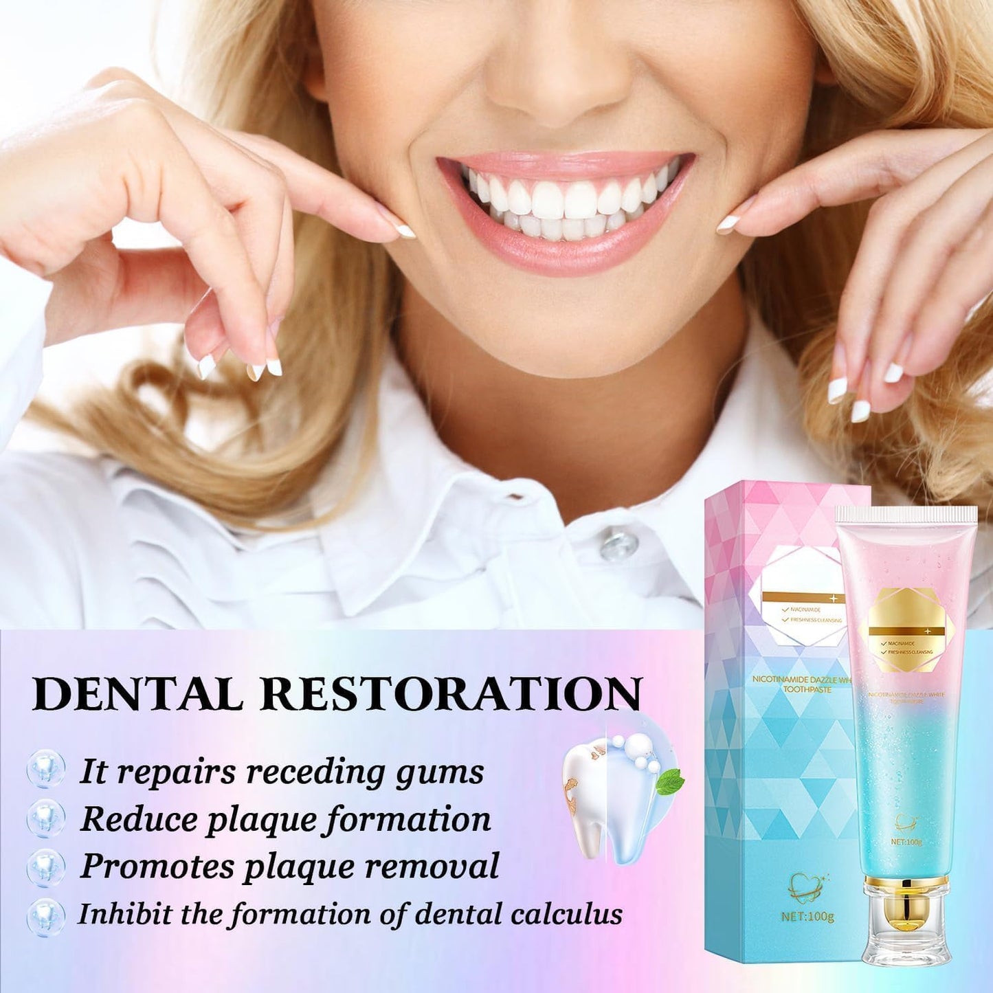 Bodyacel Toothpaste,Niacinamide Whitening Toothpaste,Whitening Toothpastes Stain Removal,Stain Removal Natural, Complete Care, Enamel Repair, Fresh Breath, Protect and Bright Teeth (3 PCS)