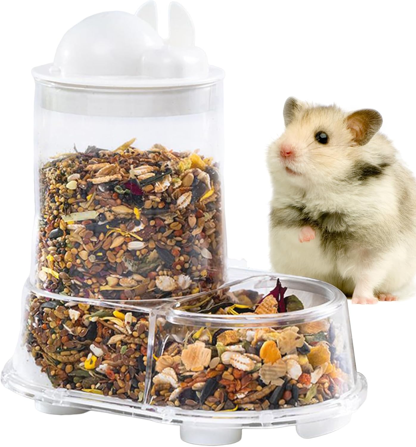 Automatic Hamster Feeder | Small Animal Feeding & Watering Supplies | Large Capacity Water Bottle Bracket for Treats Rabbits Nesting Training Indoor