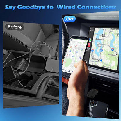 AOUQEE Carplay Wireless Adapter, Converts Carplay from Wired to Wireless, Wireless Carplay Adapter, Fast and Stable, Type-C/USB Plug & Play Mini, Compatible with iOS 10+