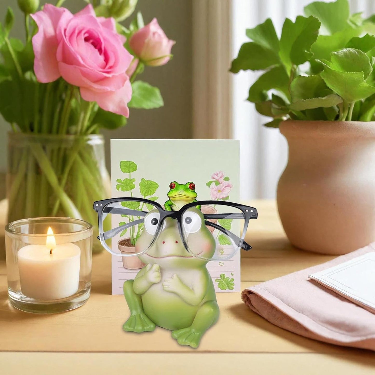 Generic Glasses Stand Frog Statue - Eye Glass Holder, Animal Figure Memory, Decorative Glasses Organiser, Desktop Ornament, Bedside Table Display for Bedroom, Home Accessories, Easy to Use
