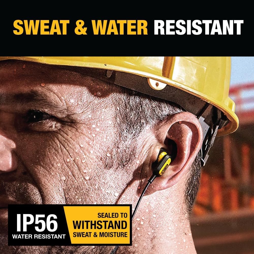 DEWALT Neckband Bluetooth Earbuds, Wireless Bluetooth 5.2 Headphones with Microphone, Ultra-Lightweight Comfort, IP56 Waterproof, Deep Bass Strong Beat, 20H Playtime, Jobsite Behind-Neck Earphones