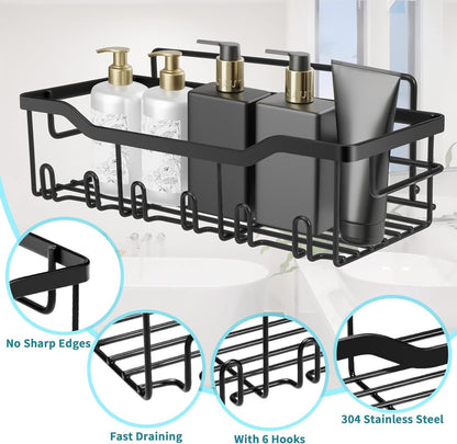 Laimew 5-Pack Shower Caddy, 304 Stainless Steel Bathroom Organizers, Adhesive Shower Shelves Shower Shelf, Black Shower Organizer Bathroom Accessories Set Bathroom Shelf