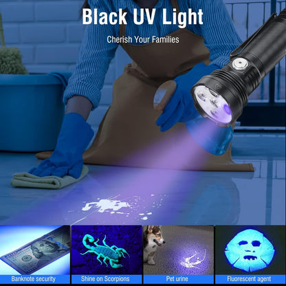 NGOKPYD ET28 Small Multicolor Tactical Flashlight with 365 nm UV Black Light White Red Blue Green,2000 Lumens IP67 Waterproof 2000 mAh, Mini RGB Colored Flashlights Multi-Color Changing Flash Light
