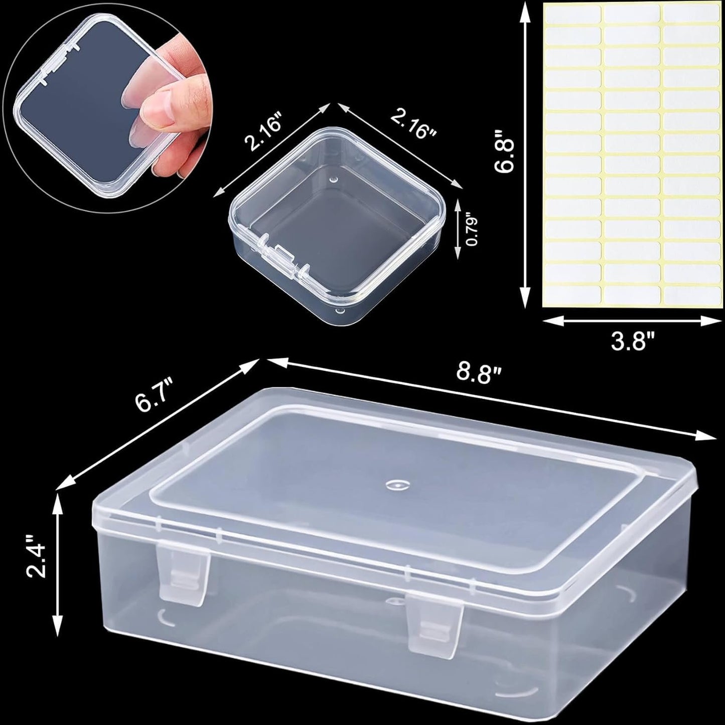 Bead Organizer Box, 30Pcs Small Clear Plastic Bead Storage Containers, 1 Craft Storage Box with Hinged Lid, 42 Labels, Mini Box for Jewelry Making DIY Bracelets Beading Nails Screws Seeds Small Parts