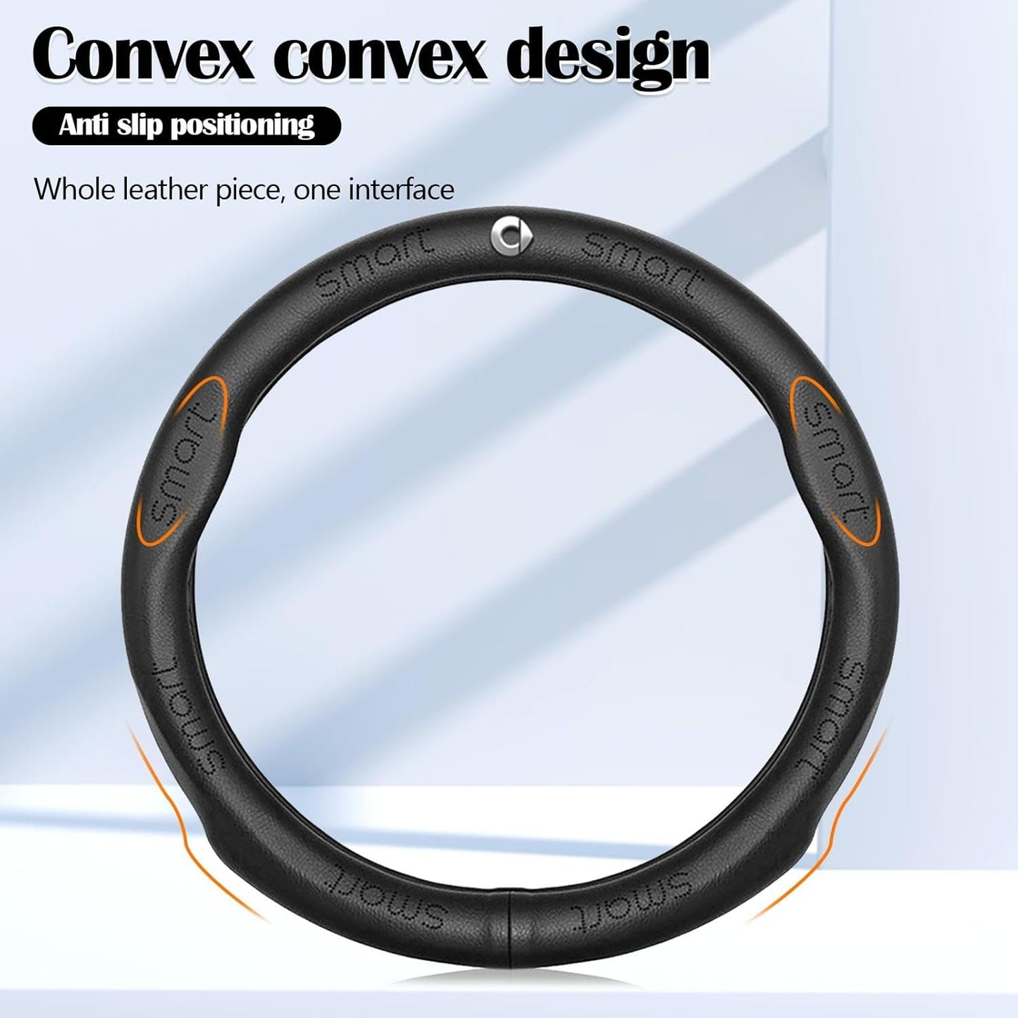 Car Steering Wheel Cover, Non-slip Breathable Microfiber Leather Car Steering Wheel Cover for Interior Accessories Car Steering Wheel Cover Black 38cm for Benz Smart 450 451 453 Fortwo Forfour