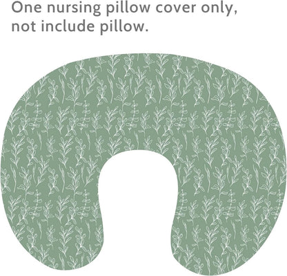 HNHUAMING Green Sage Nursing Pillow Cover, Breastfeeding Pillow Slipcover for Baby Girls/Boys, Soft Snug Fits On Newborn Feeding Pillow Case