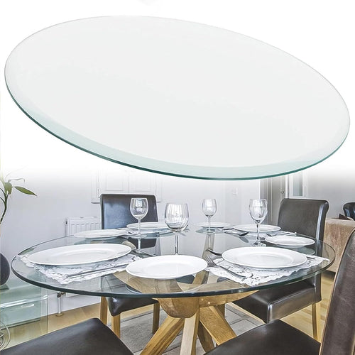 Round Glass Dining Table Top, Tempered Crystal Surface for Center Table, Disponibile in dimensioni: 50 cm a 100 cm (35 cm), Elegant Design for Modern Home Decor