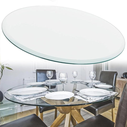Round Glass Dining Table Top, Tempered Crystal for Center Table, 50 cm to 100 cm Sizes, Modern Design, Durable, Easy to Clean, Perfect for Home Decor (80 cm / 32 Inch)