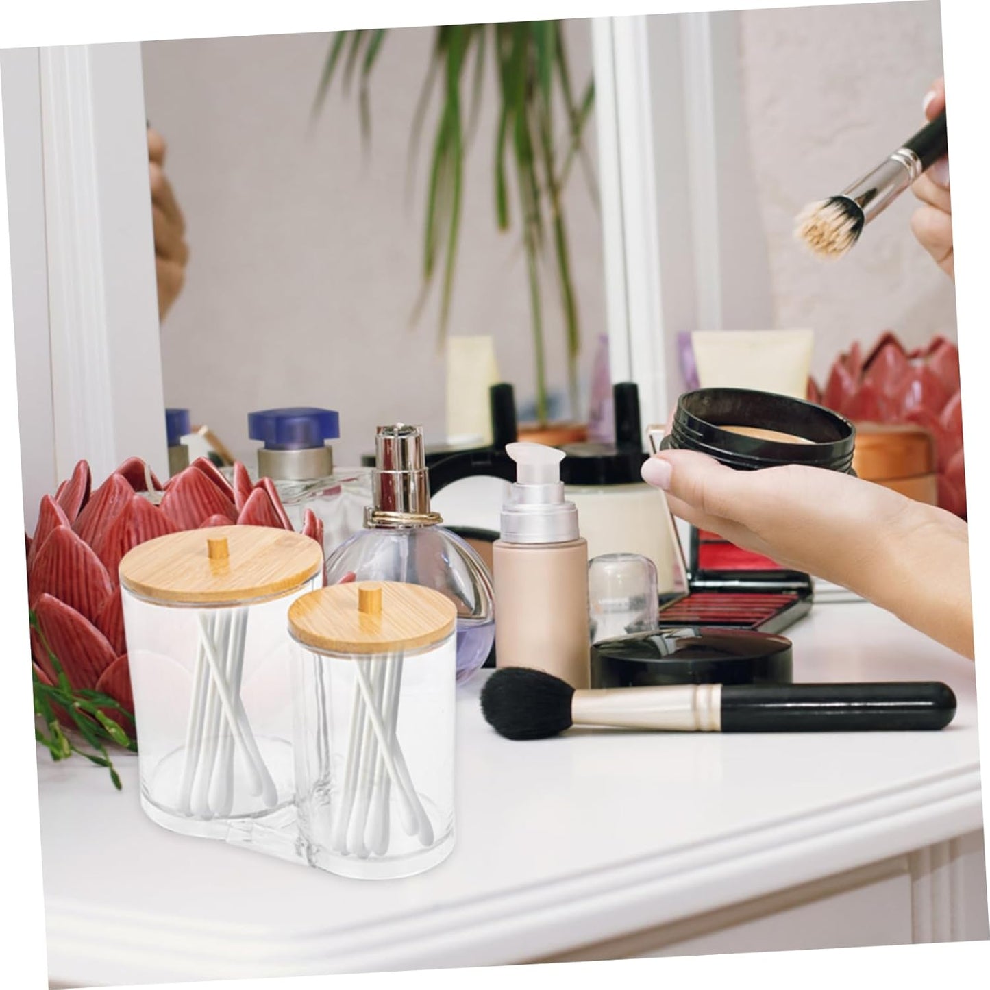 ULTECHNOVO Scatola Organizer Per Makeup Con Contenitore Compatto Per Pad e Accessori Cosmetici Design Per Trucco