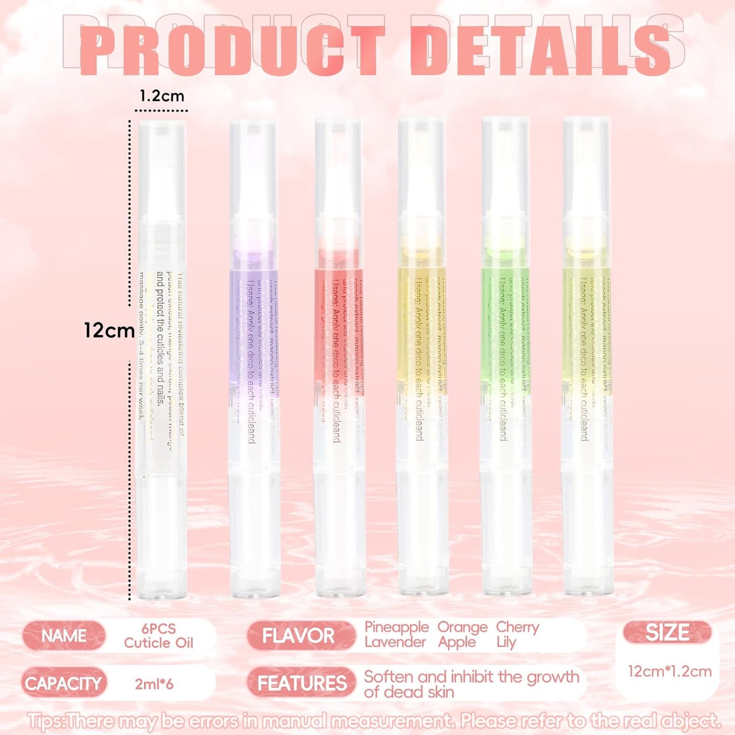 Nail Nutrition Pen,6PCS Nail Cuticle Oil Pen Set Nail Nutrition Oil Nail Care for Repairing Cracked & the Dry Cuticle (Mix Flavors)
