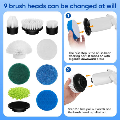 10-in-1 Electric Spin Scrubber Replaceable Brush Heads Set, Universal Electric Scrub Brush Heads for All Brands, Spin Brush Heads for Shower Scrubber, Electric Cleaning Brush for Bathroom Floor Tile