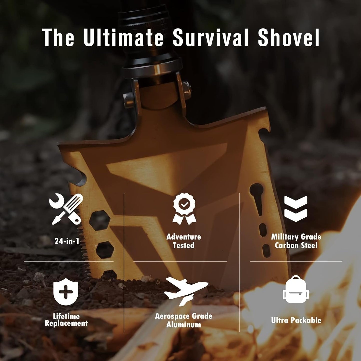 Sahara Sailor Survival Shovel with Axe, High Carbon Steel Tactical Shovel Camping Shovel Hatchet Combo - 4 Thicken Extension Handles, 20-39.5 Inch Survival Gear and Equipment for Hiking Camping